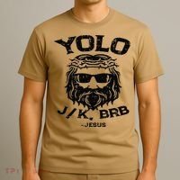 Vintage Yolo Just Kissing Be Right Back Jesus Funny T-Shirt thumb 3