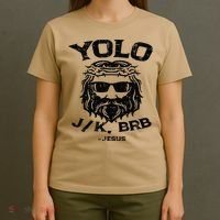 Vintage Yolo Just Kissing Be Right Back Jesus Funny T-Shirt thumb 4