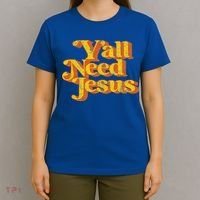 Vintage Yall Need Jesus Funny Christian Country Retro 70s T-Shirt thumb 4