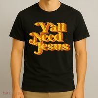 Vintage YAll Need Jesus Funny Christian Country Retro 70S T-Shirt thumb 3