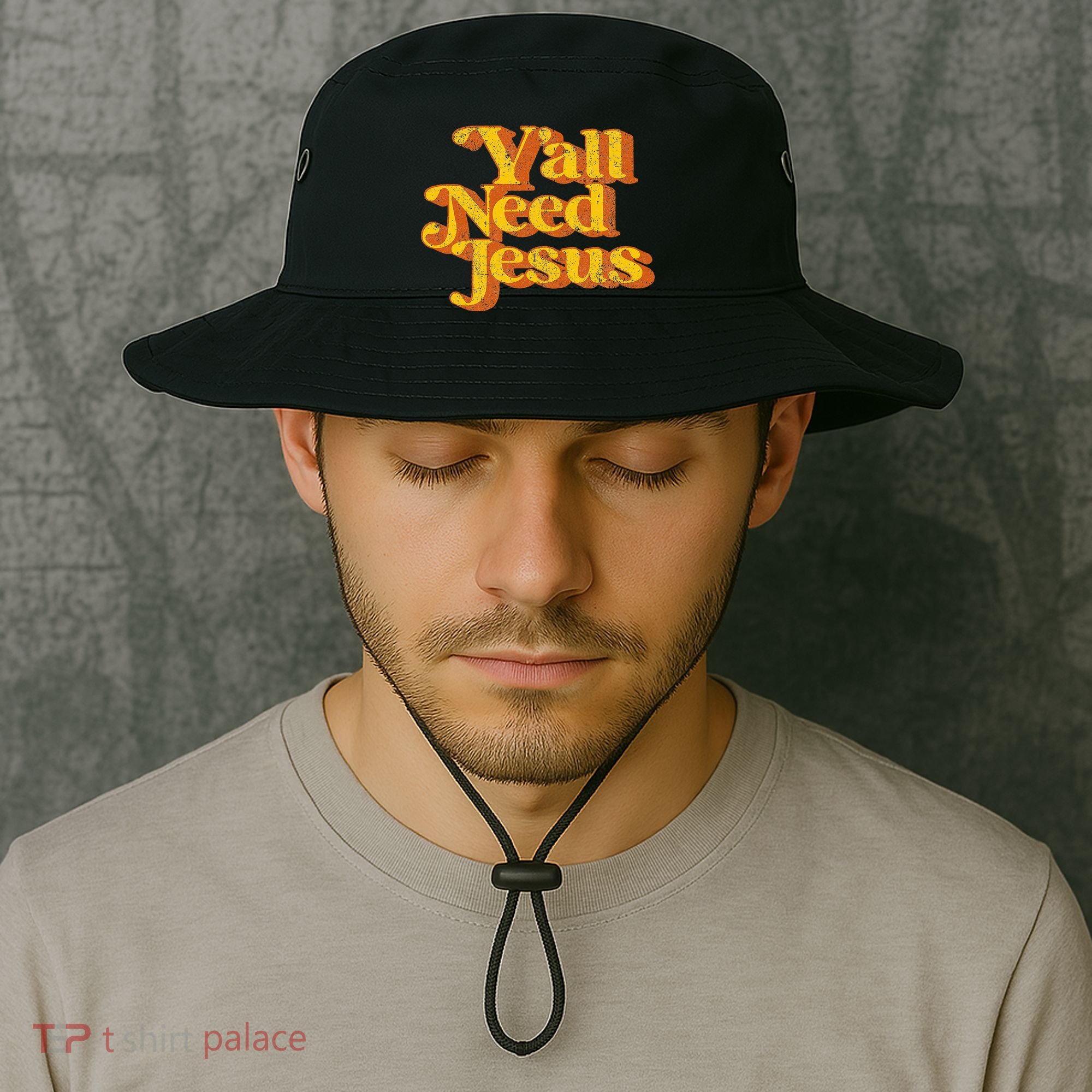 Vintage YAll Need Jesus Funny Christian Country Retro 70S Bucket Hat