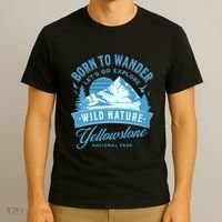 Vintage Yellowstone National Park Born To Wander T-Shirt thumb 3