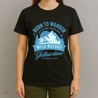 Vintage Yellowstone National Park Born To Wander T-Shirt thumb 4