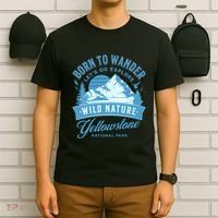 Vintage Yellowstone National Park Born To Wander T-Shirt thumb 6