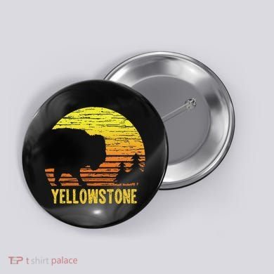Vintage Yellowstone National Park Retro Travel Gift Button