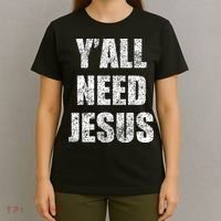 Vintage Y'All Need Jesus Christian Religion Gift T-Shirt thumb 4