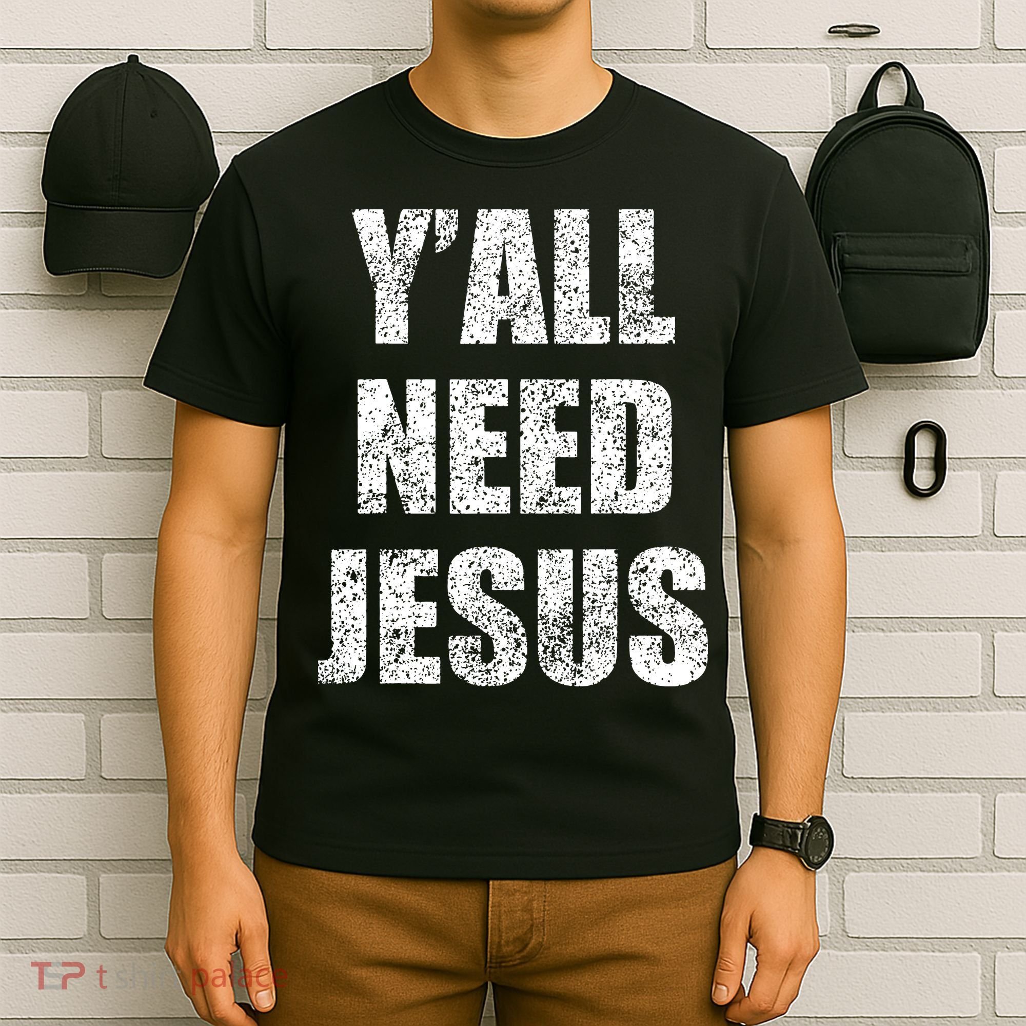 Vintage Y'All Need Jesus Christian Religion Gift T-Shirt