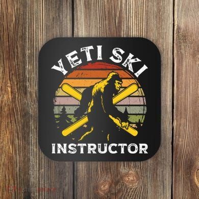 Vintage Yeti Ski Instructor Skiing Lover Gift For Skier Coaster