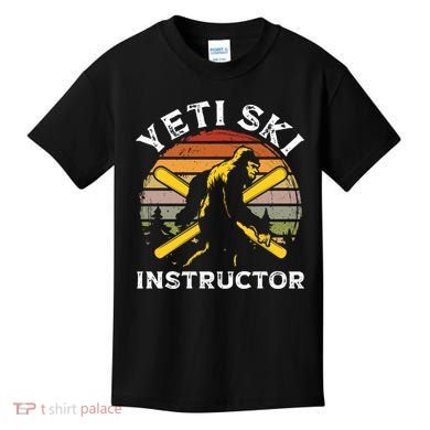 Vintage Yeti Ski Instructor Skiing Lover Gift For Skier Kids T-Shirt
