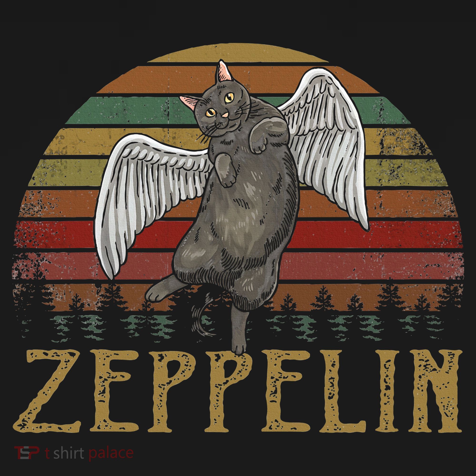 Vintage Zeppelin Name Distressed Music CatS Lover Animals T-Shirt