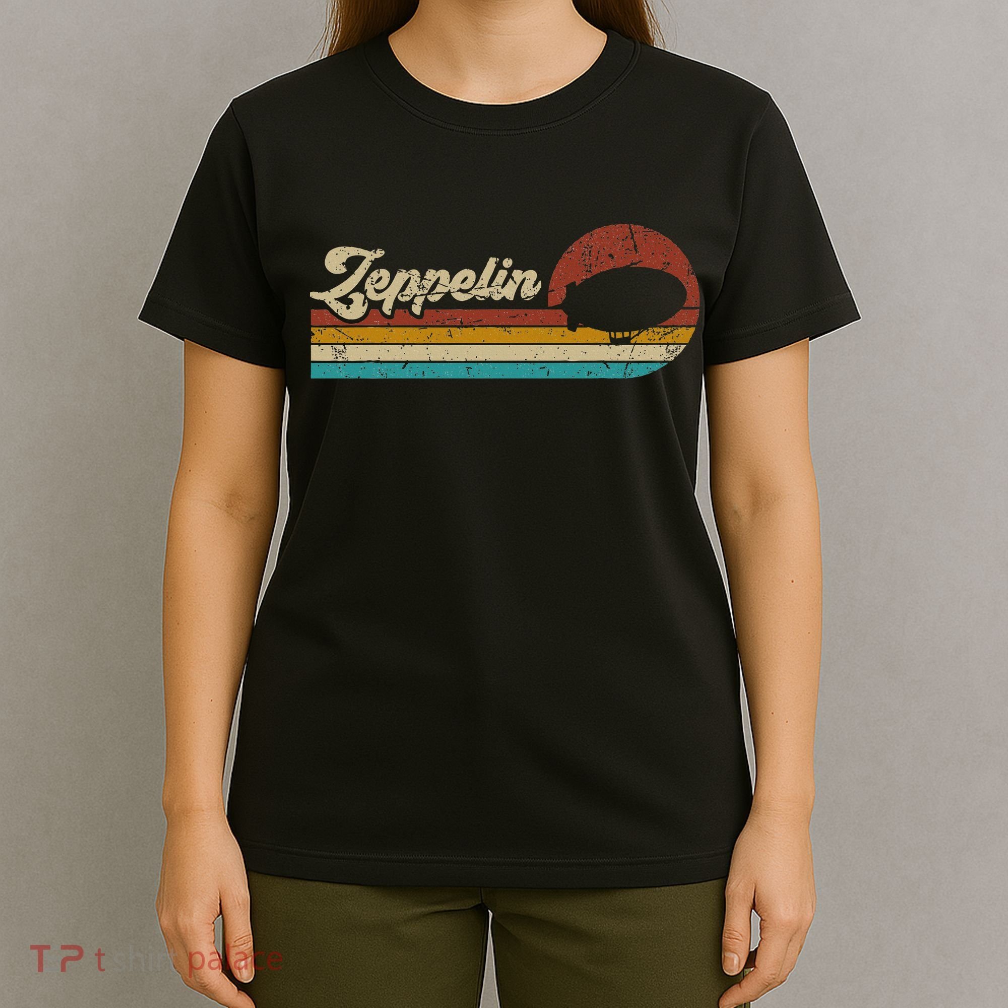Vintage Zeppelin Retro Sunset Funny Dirigible Airship T-Shirt