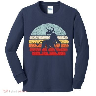 Vintage Zodiac Sign Taurus Kids Long Sleeve Shirt