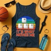 W A S D It's What Moves Me Gamer Tank Top thumb 4