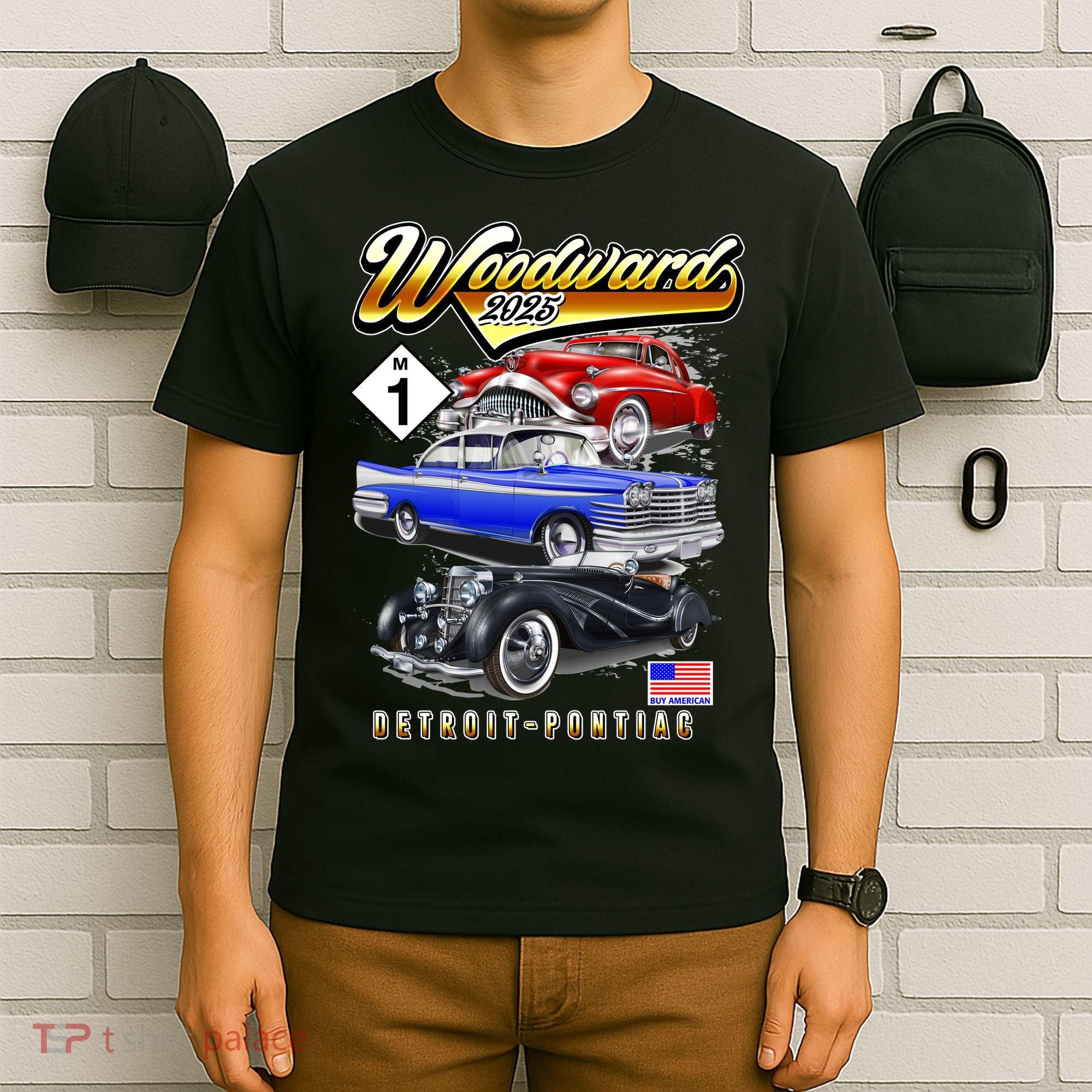 Woodward 2025 Classic Cruise Trio Of Vintage Cars T-Shirt