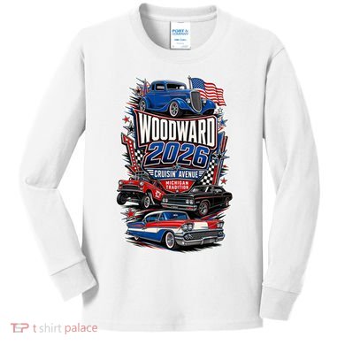 Woodward 2026 Cruisin' Avenue Vintage Car Rally M1 Kids Long Sleeve Shirt