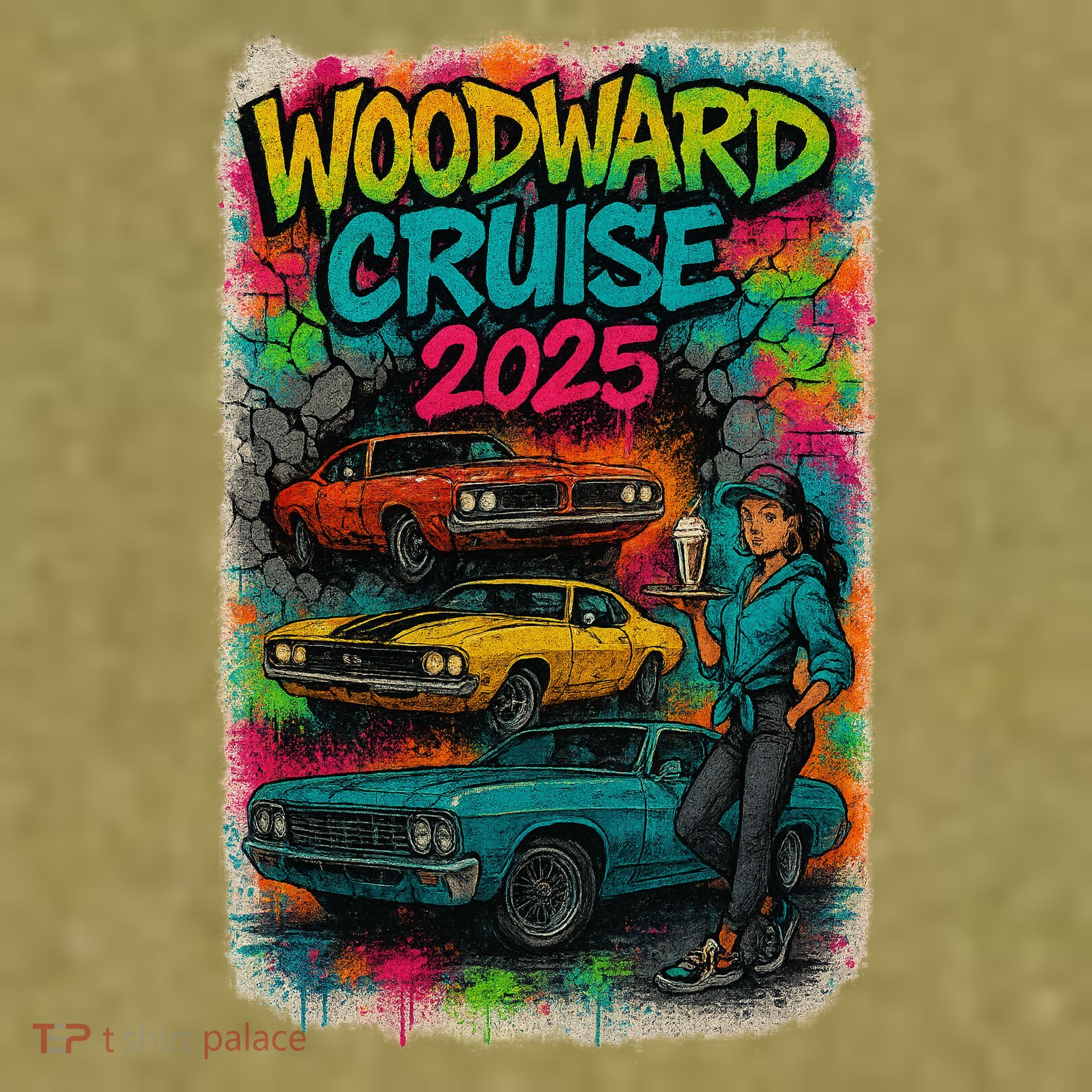 Woodward 2025 Graffiti Style Garment-Dyed Women's Muscle Tee