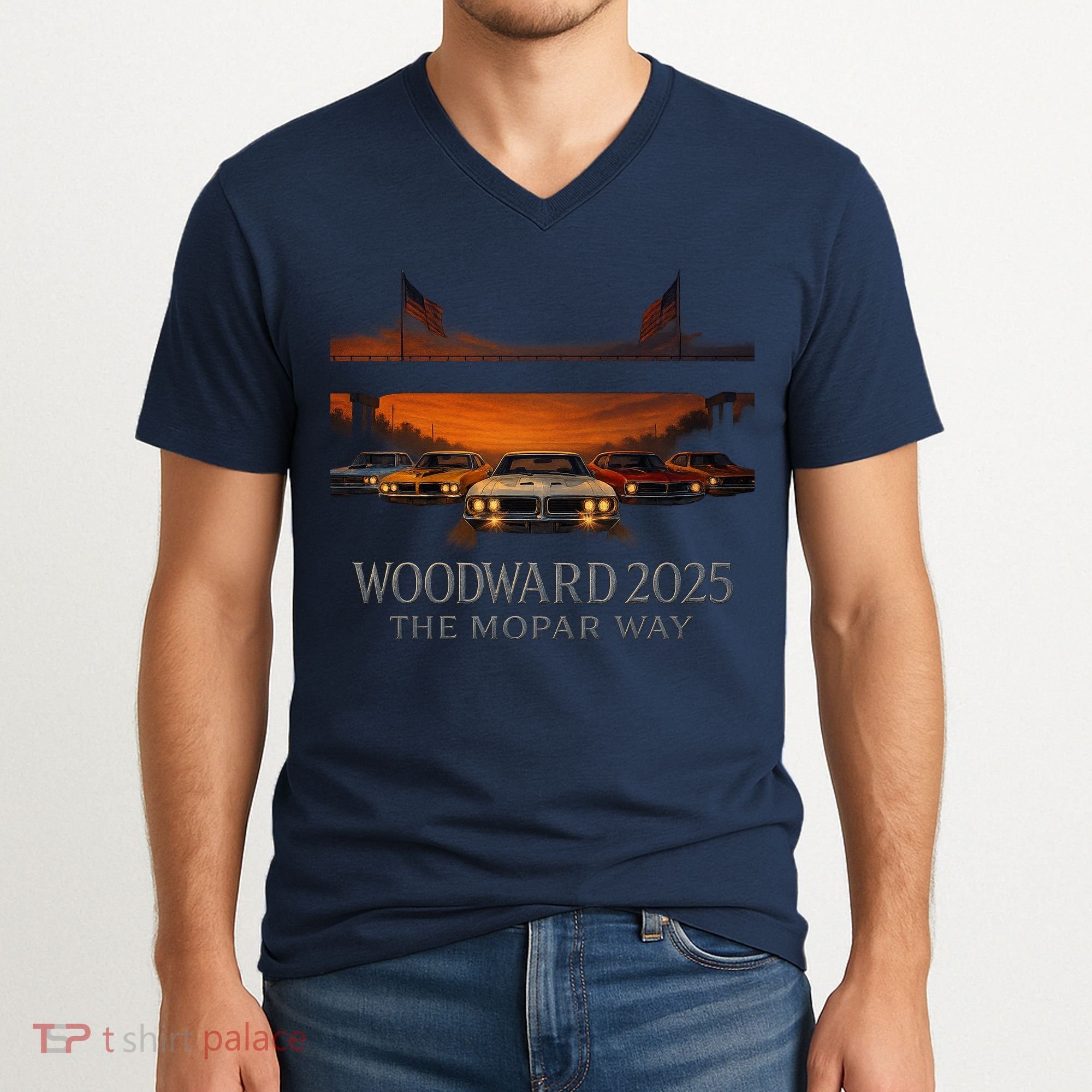 Woodward 2025 The Mopar Way V-Neck T-Shirt