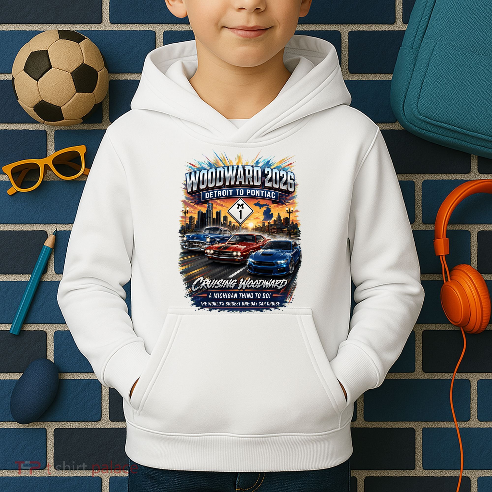 Woodward 2026 The World's Largest Car Cruise M1 Kids Hoodie