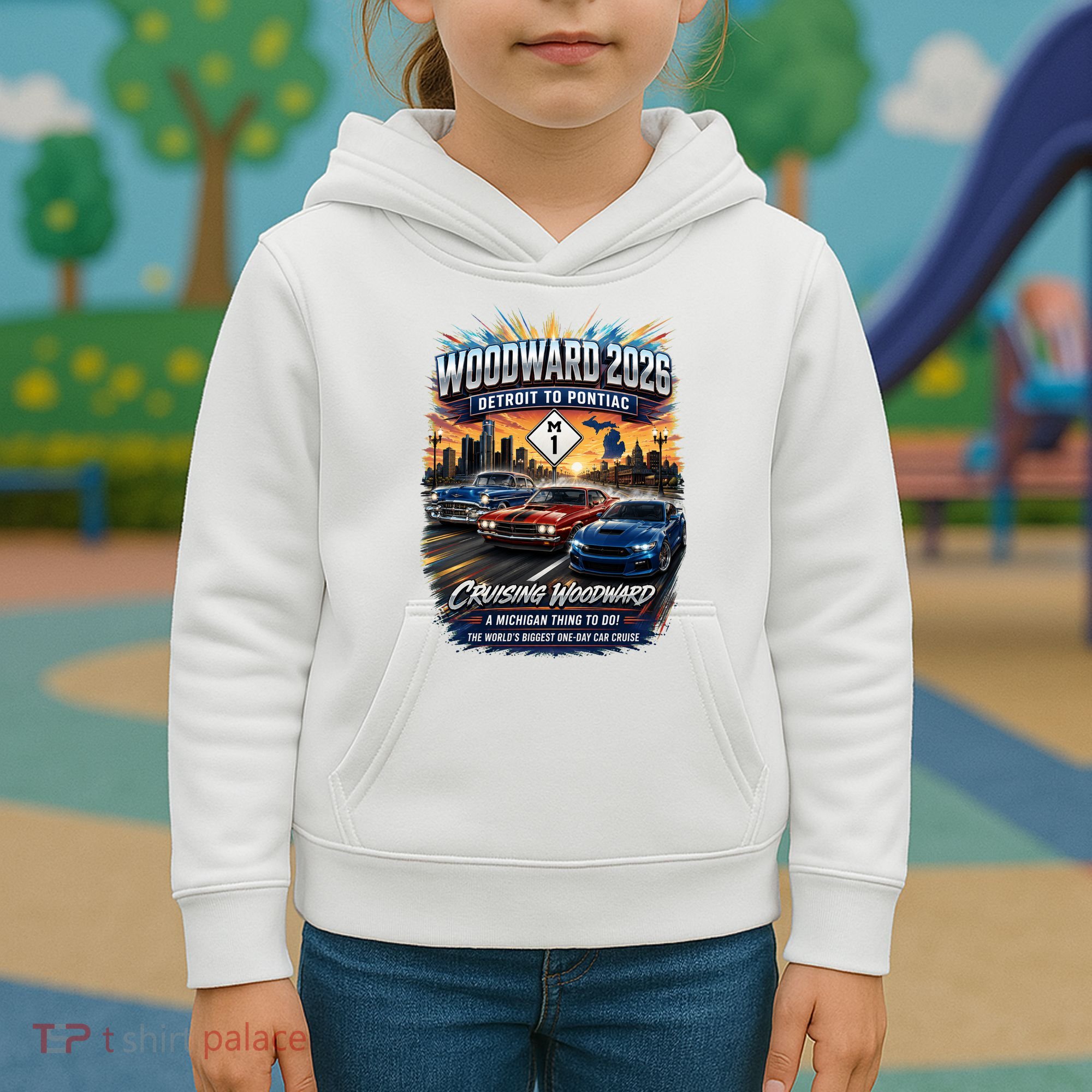 Woodward 2026 The World's Largest Car Cruise M1 Kids Hoodie