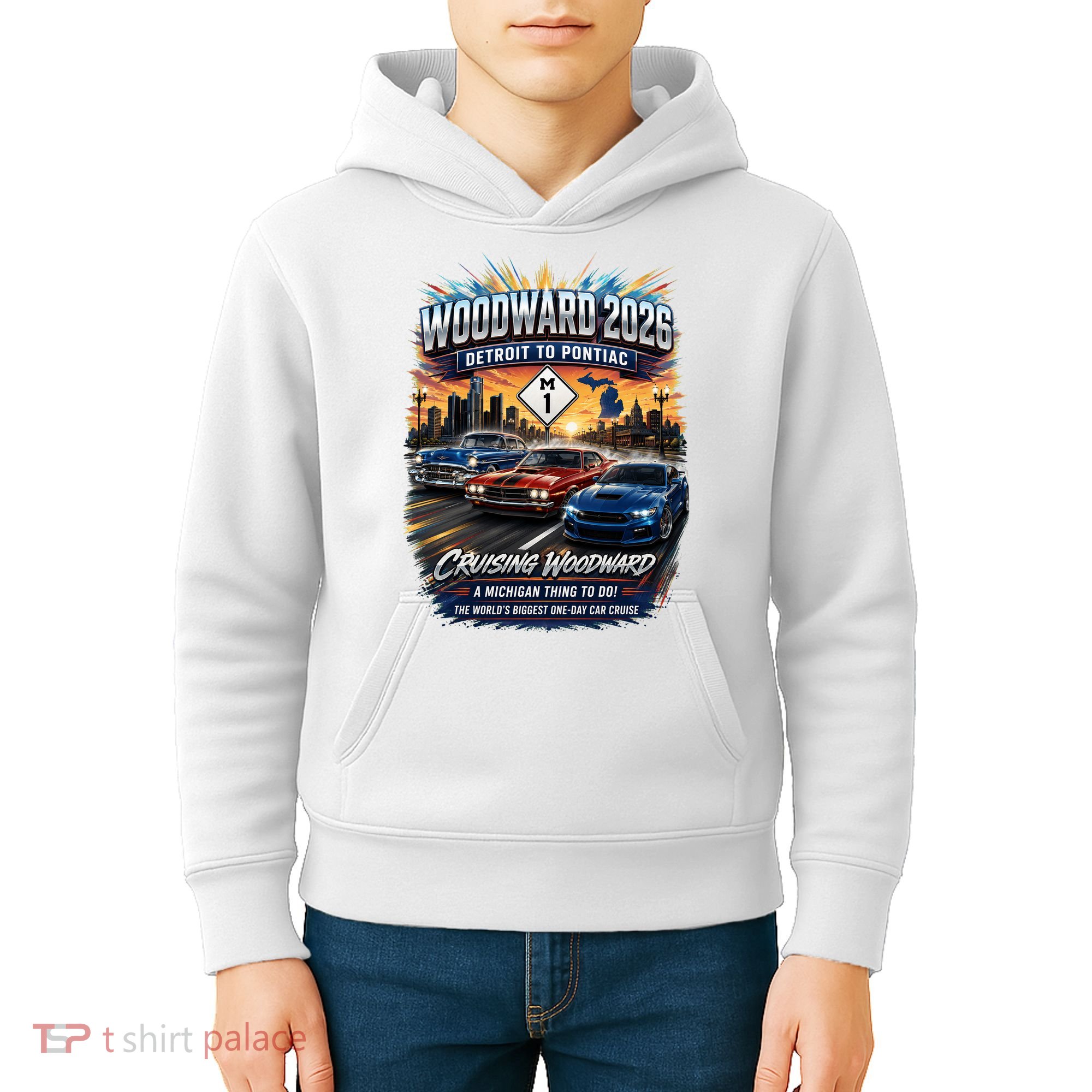 Woodward 2026 The World's Largest Car Cruise M1 Kids Hoodie
