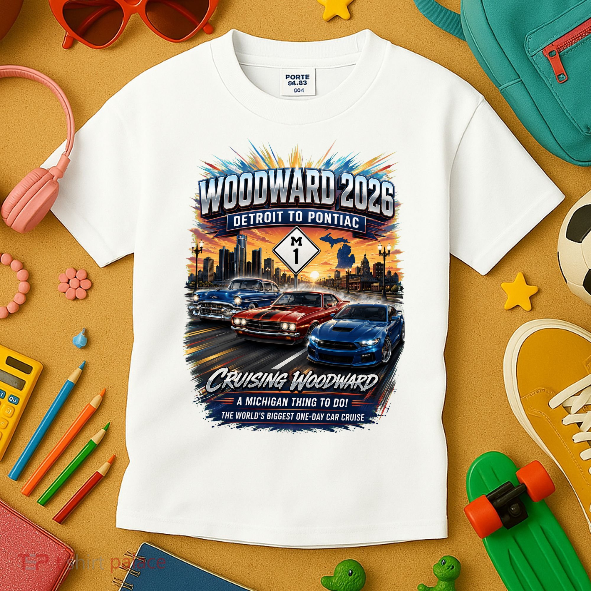 Woodward 2026 The World's Largest Car Cruise M1 Kids T-Shirt