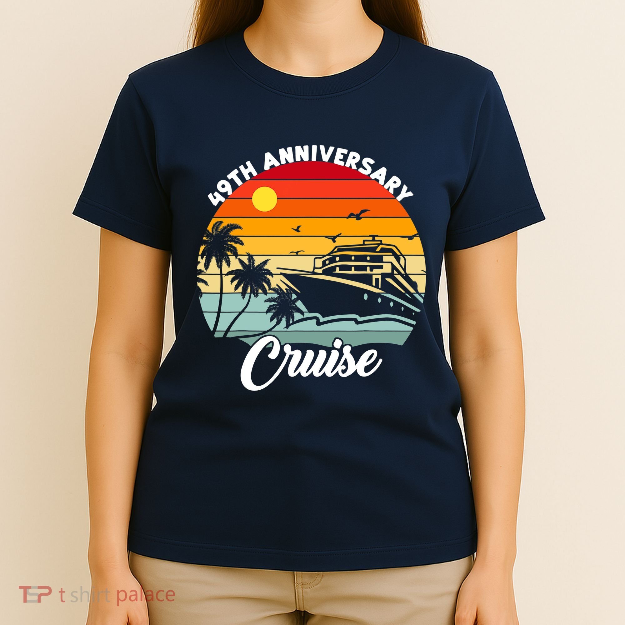 Wedding 49th Anniversary Cruise Trip Husband Wife Couple T-Shirt