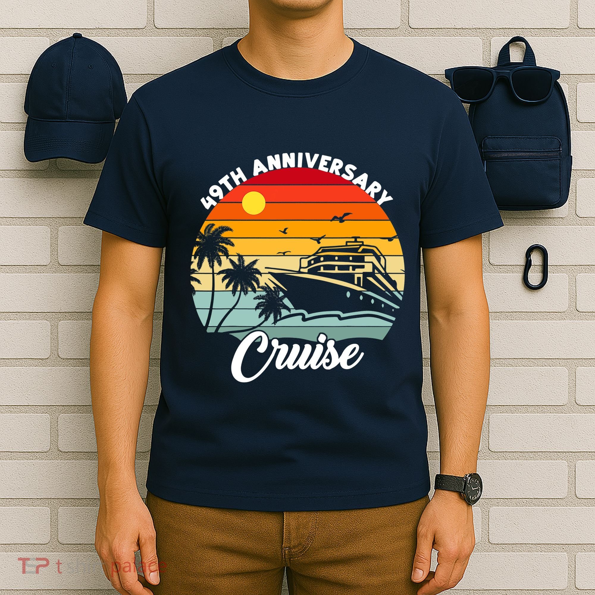 Wedding 49th Anniversary Cruise Trip Husband Wife Couple T-Shirt