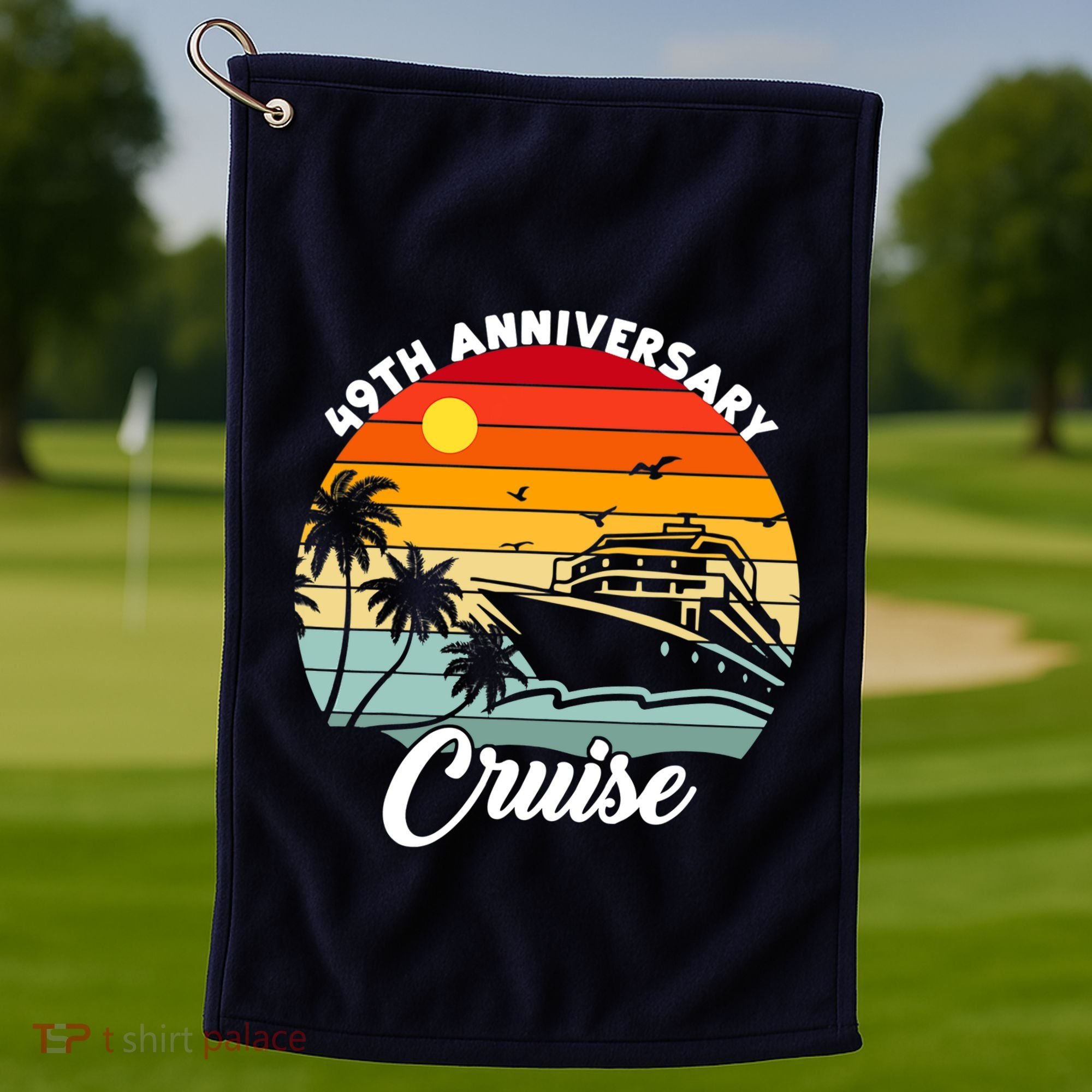 Wedding 49th Anniversary Cruise Trip Husband Wife Couple Golf Towel