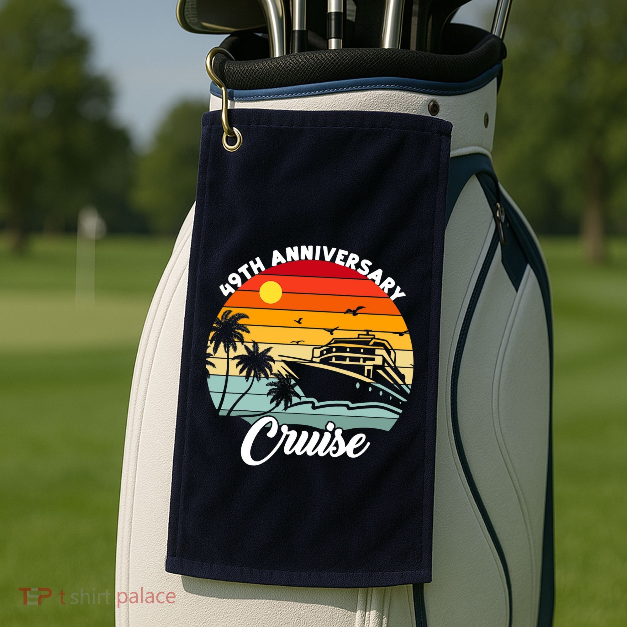 Wedding 49th Anniversary Cruise Trip Husband Wife Couple Golf Towel