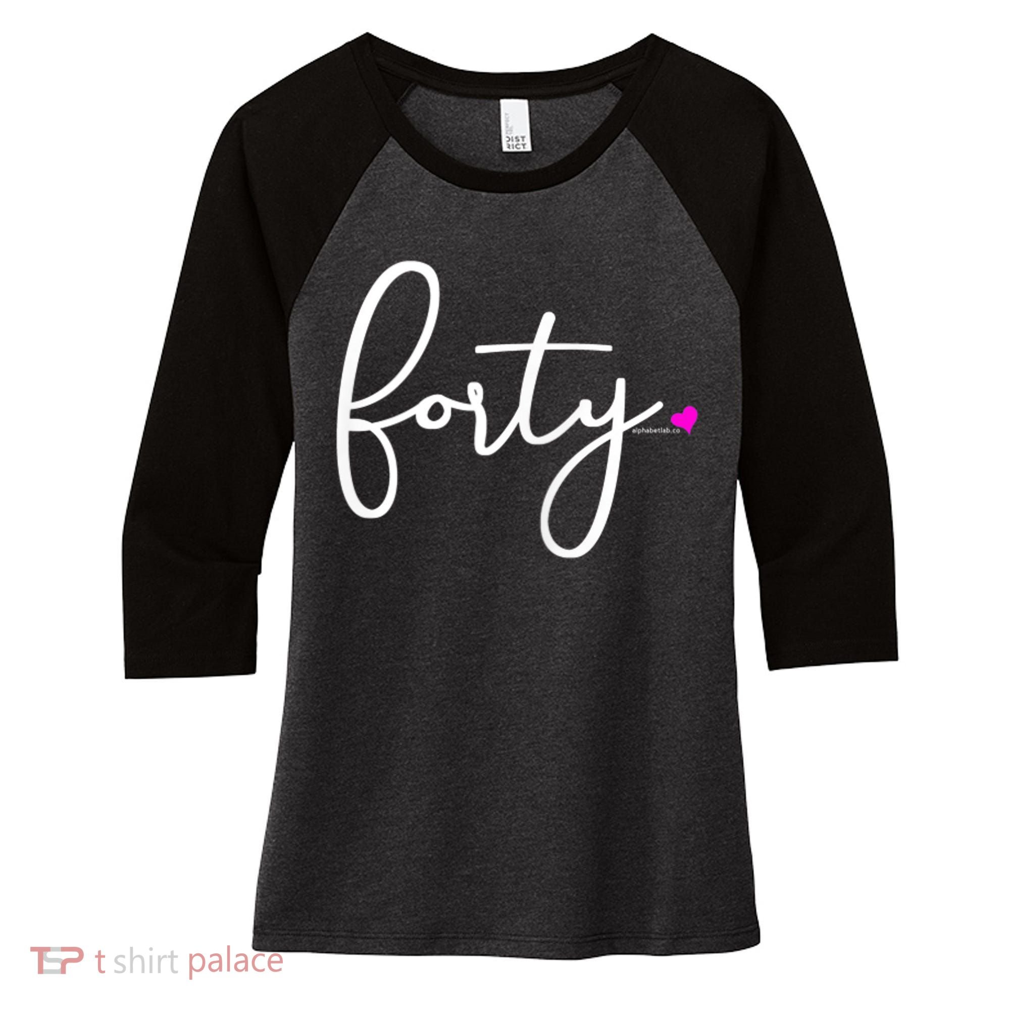 Wom.e.ns 40th Birthday Gift Ideas for Her Wom.e.n  Party Forty Women's Tri-Blend 3/4-Sleeve Raglan Shirt