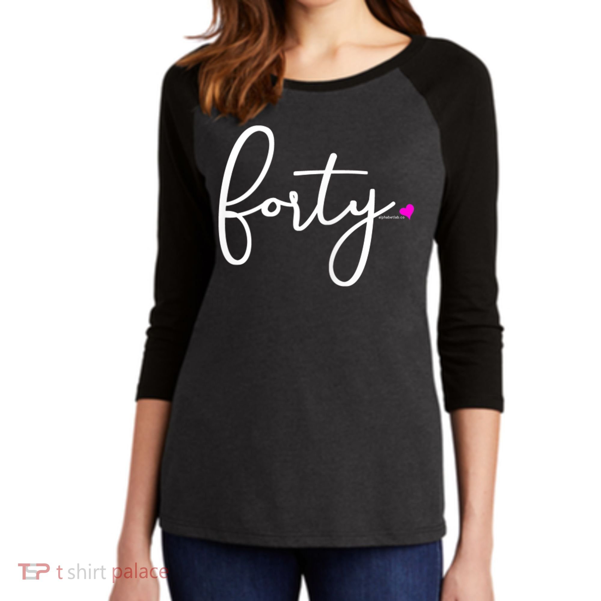 Wom.e.ns 40th Birthday Gift Ideas for Her Wom.e.n  Party Forty Women's Tri-Blend 3/4-Sleeve Raglan Shirt