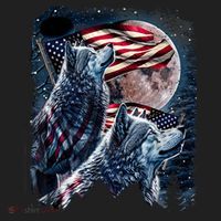 Wolf 4th Of July American Flag Howling Wolves Under Moon Beanie thumb 2