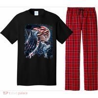 Wolf 4th Of July American Flag Howling Wolves Under Moon Pajama Set thumb 0