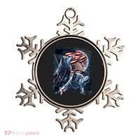 Wolf 4th Of July American Flag Howling Wolves Under Moon Ornament thumb 0
