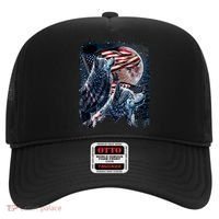 Wolf 4th Of July American Flag Howling Wolves Under Moon Hat thumb 0