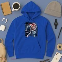 Wolf 4th Of July American Flag Howling Wolves Under Moon Hoodie thumb 3