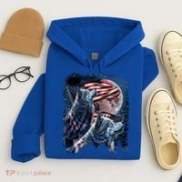 Wolf 4th Of July American Flag Howling Wolves Under Moon Hoodie thumb 4