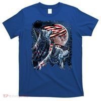 Wolf 4th Of July American Flag Howling Wolves Under Moon T-Shirt thumb 0