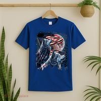 Wolf 4th Of July American Flag Howling Wolves Under Moon T-Shirt thumb 2