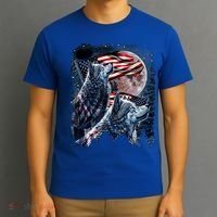 Wolf 4th Of July American Flag Howling Wolves Under Moon T-Shirt thumb 3