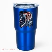 Wolf 4th Of July American Flag Howling Wolves Under Moon Tumbler thumb 0