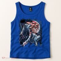 Wolf 4th Of July American Flag Howling Wolves Under Moon Tank Top thumb 2