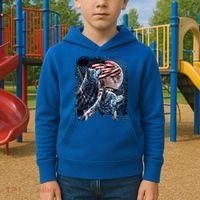 Wolf 4th Of July American Flag Howling Wolves Under Moon Kids Hoodie thumb 2