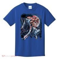 Wolf 4th Of July American Flag Howling Wolves Under Moon Kids T-Shirt thumb 0