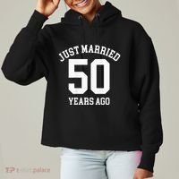 Wedding 50th Anniversary Just Married Football Couple Ladies Heavyweight Boxy Pullover Hoodie thumb 0