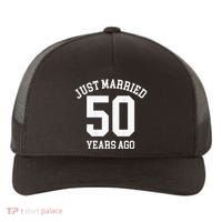 Wedding 50th Anniversary Just Married Football Couple Yupoong Adult 5-Panel Trucker Hat thumb 0