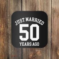 Wedding 50th Anniversary Just Married Football Couple Coaster thumb 0