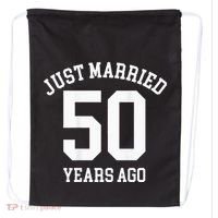 Wedding 50th Anniversary Just Married Football Couple Drawstring Bag thumb 0