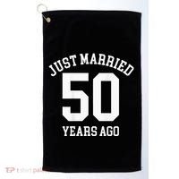 Wedding 50th Anniversary Just Married Football Couple Golf Towel thumb 0