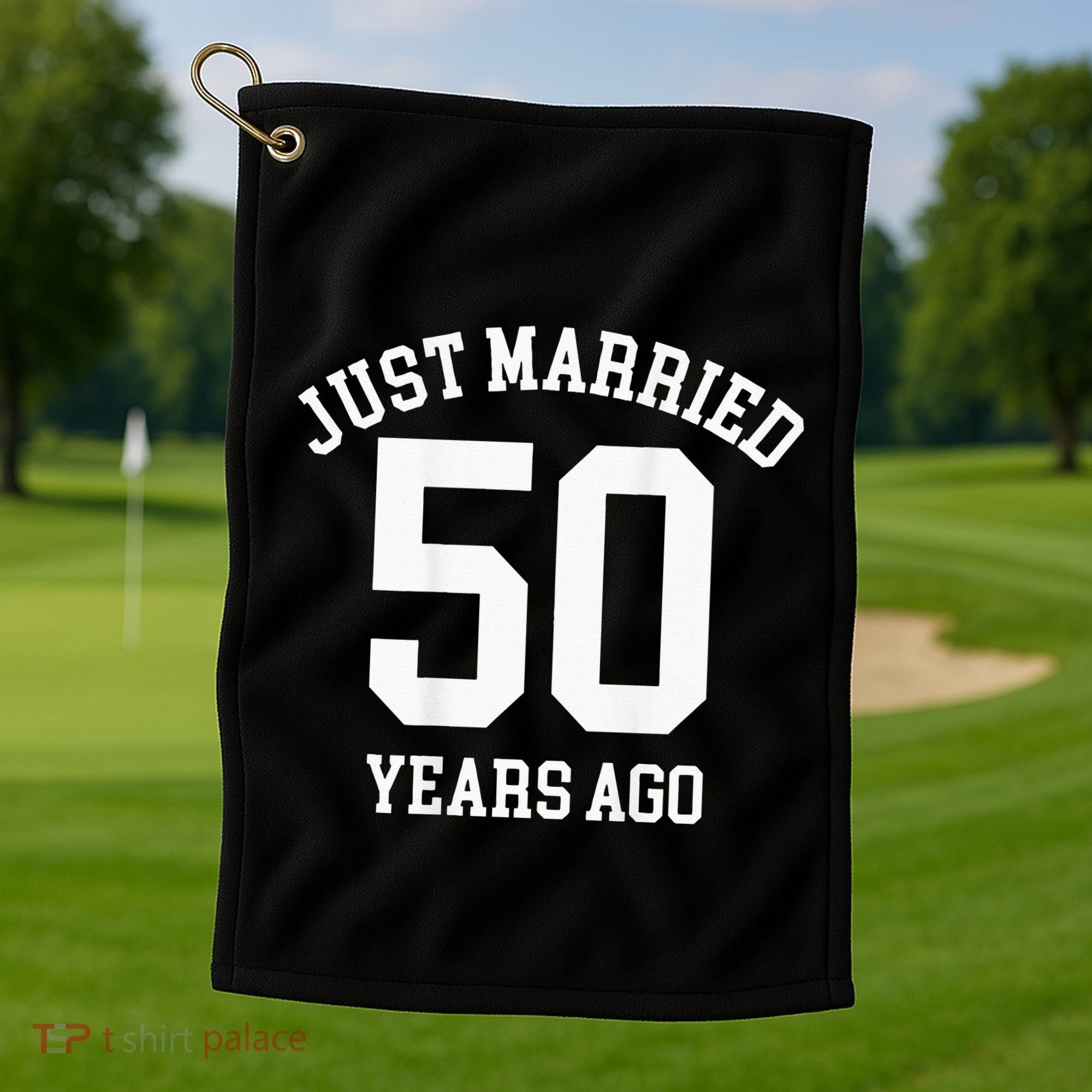 Wedding 50th Anniversary Just Married Football Couple Golf Towel